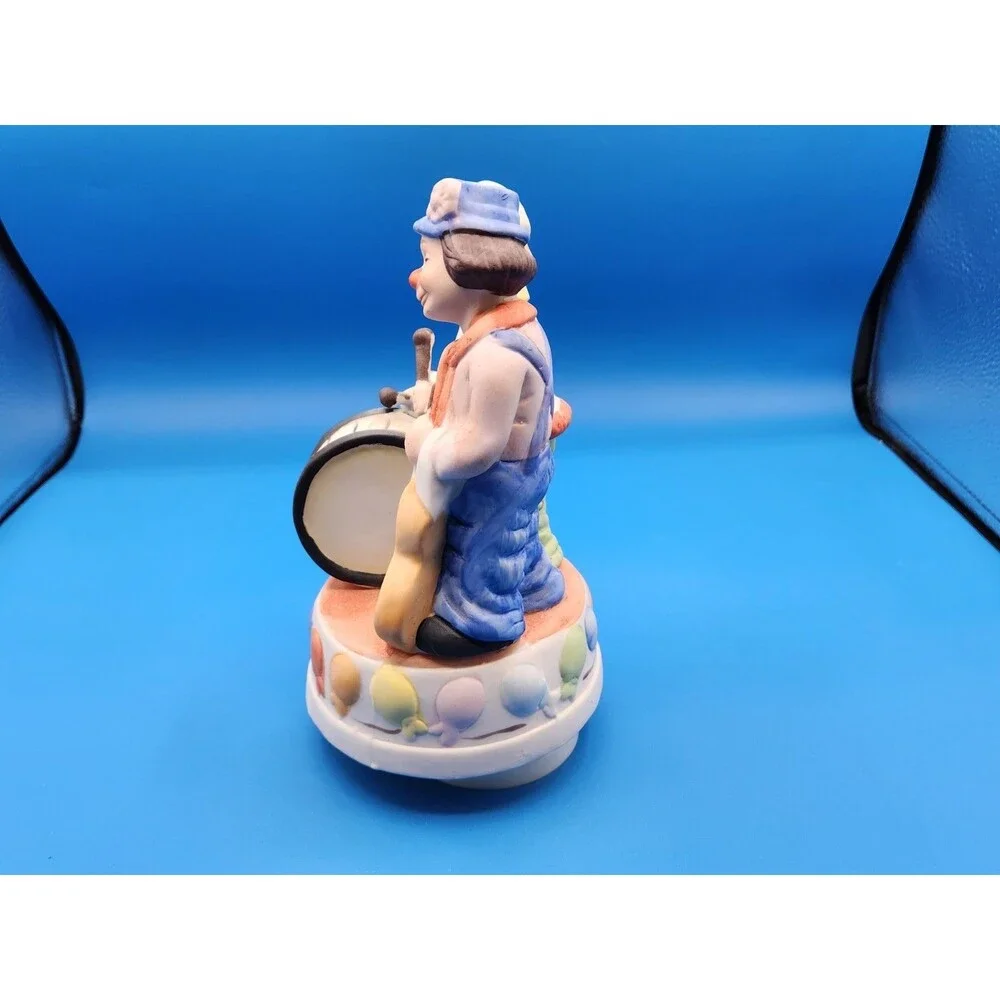 Vintage 1970s Albert E Price 2 Clowns W/ Drum & Guitar Wind-Up Music Box Working